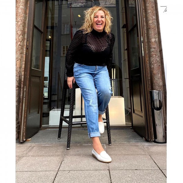 MARIE Damen Mokassin – Weite H, Hirschleder/Memolatex, Hellbeige