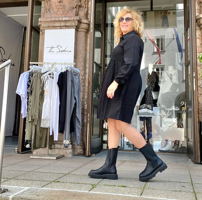 FINE Damen Stiefel – Weite H, Echtleder/Warmfutter, Schwarz