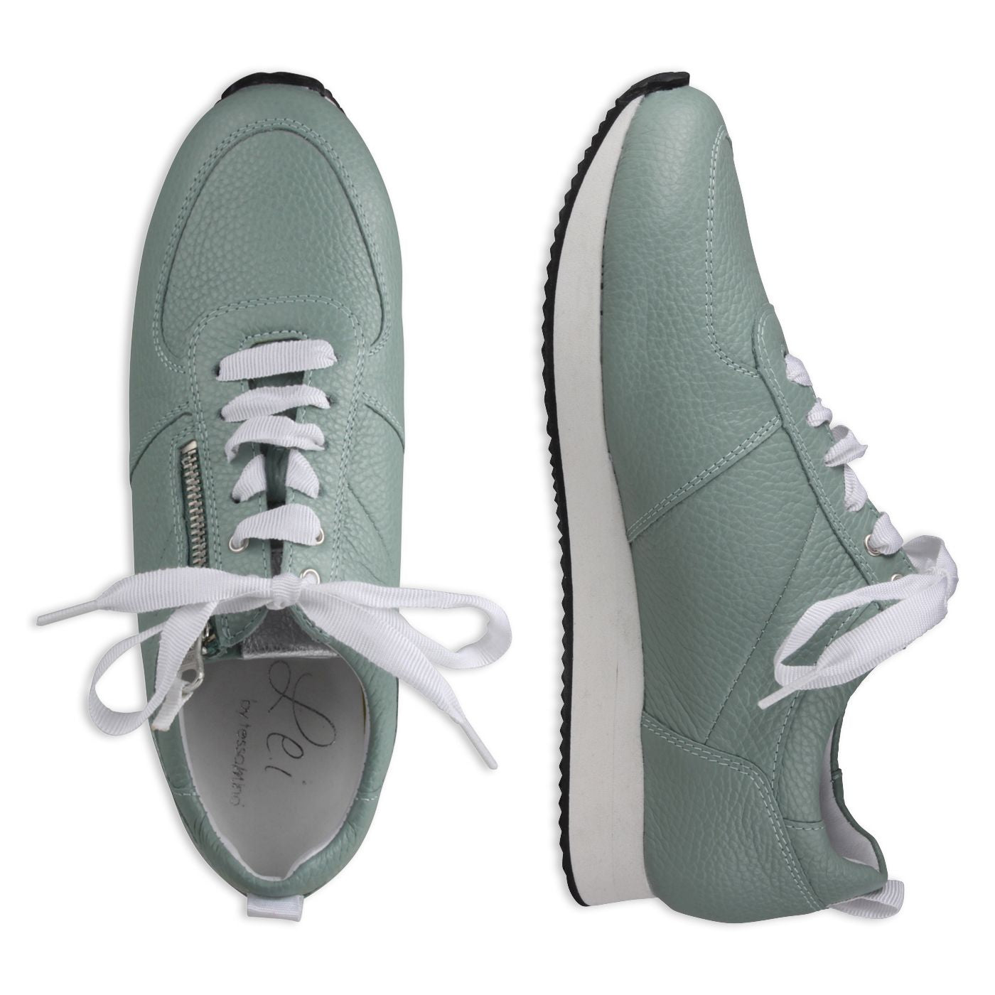 NADJA Damen Sneaker – Weite H, Echtleder/Stretch, Hellgrün