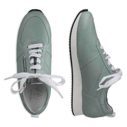 NADJA Damen Sneaker – Weite H, Echtleder/Stretch, Hellgrün