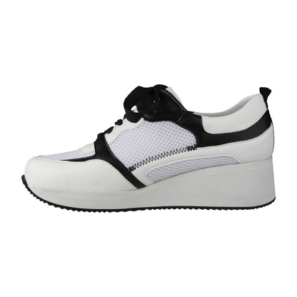 NALA Damen Sneaker – Weite H, Mesh/Leder-Stretch, beige/weiss