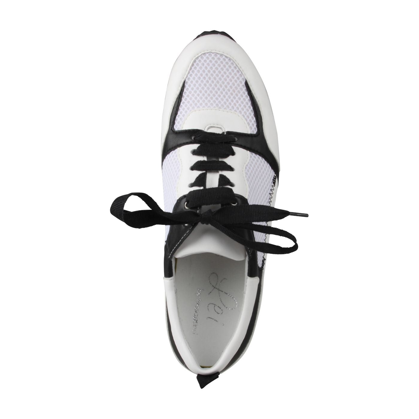 NALA Damen Sneaker – Mesh/Leder, Weite H, schwarz/weiss