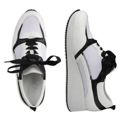 NALA Damen Sneaker – Weite H, Mesh/Leder-Stretch, beige/weiss