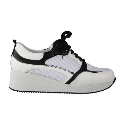 NALA Damen Sneaker – Mesh/Leder, Weite H, schwarz/weiss