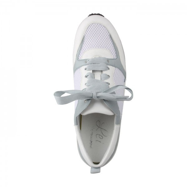 NALA Damen Sneaker – Weite H, Mesh/Leder-Stretch,  hellblau/weiss