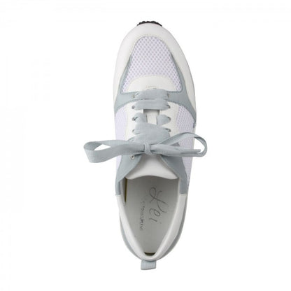 NALA Damen Sneaker – Weite H, Mesh/Leder-Stretch,  hellblau/weiss