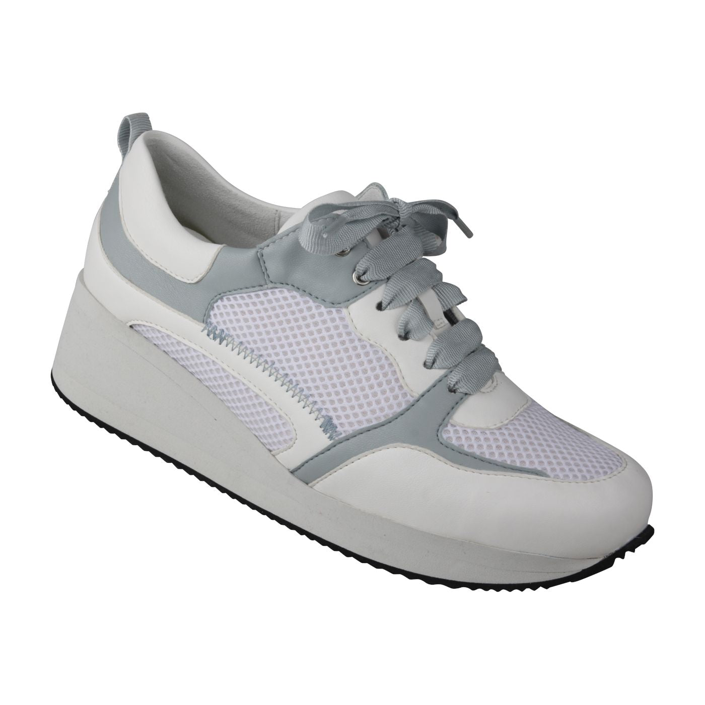 NALA Damen Sneaker – Weite H, Mesh/Leder-Stretch, beige/weiss