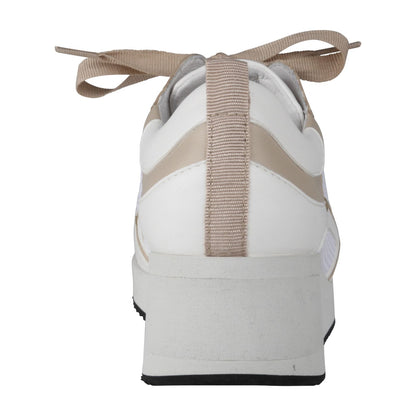 NALA Damen Sneaker – Weite H, Mesh/Leder-Stretch, beige/weiss