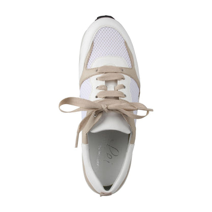 NALA Damen Sneaker – Weite H, Mesh/Leder-Stretch, beige/weiss