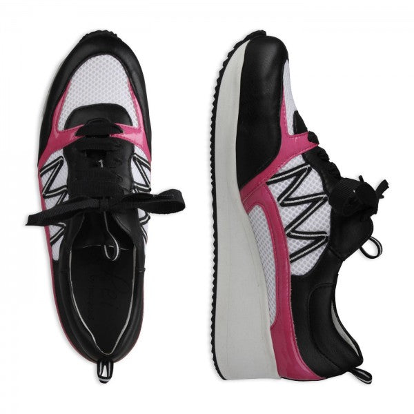 NELE Damen Sneaker – Weite H, Mesh/Leder-Stretch, Pink