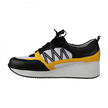 NELE Damen Sneaker – Weite H, Mesh/Leder-Stretch, Gelb
