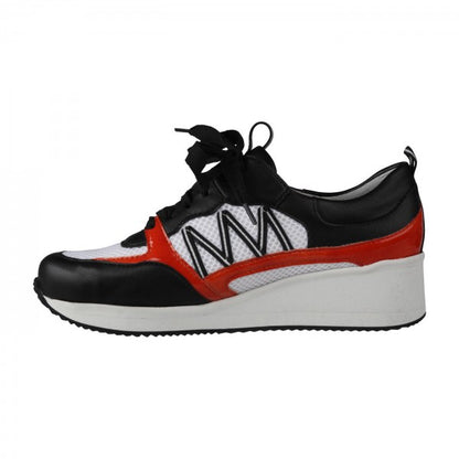 NELE Damen Sneaker – Weite H, Mesh/Leder-Stretch, rot