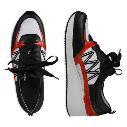 NELE Damen Sneaker – Weite H, Mesh/Leder-Stretch, rot