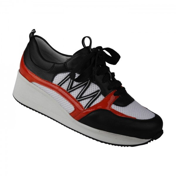 NELE Damen Sneaker – Weite H, Mesh/Leder-Stretch, rot