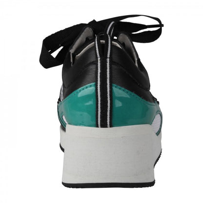 NELE Damen Sneaker – Mesh/ Leder, Weite H, Grün