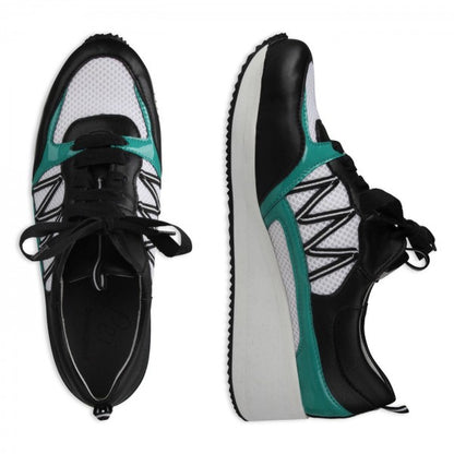 NELE Damen Sneaker – Mesh/ Leder, Weite H, Grün