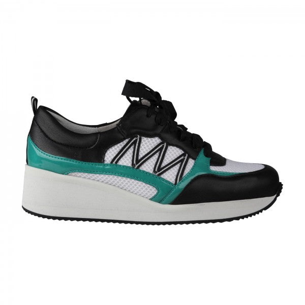 NELE Damen Sneaker – Mesh/ Leder, Weite H, Grün