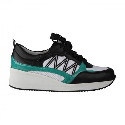 NELE Damen Sneaker – Mesh/ Leder, Weite H, Grün