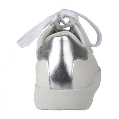 NENA Damen Sneaker – Weite H, Echtleder/Stretch, weiss/silber
