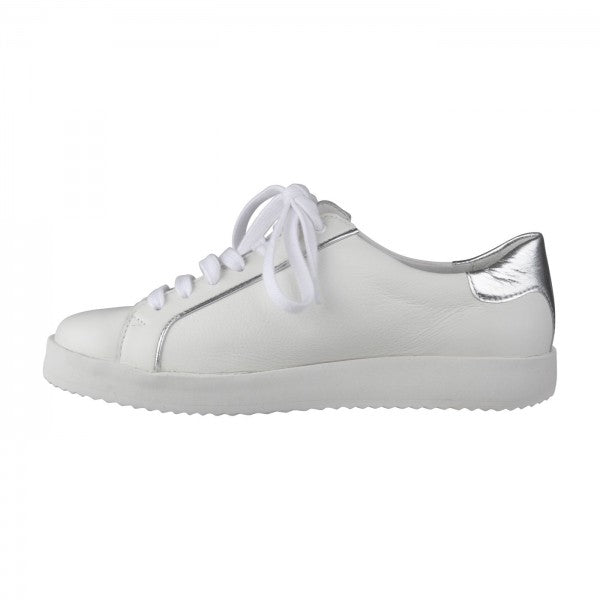 NENA Damen Sneaker – Weite H, Echtleder/Stretch, weiss/silber