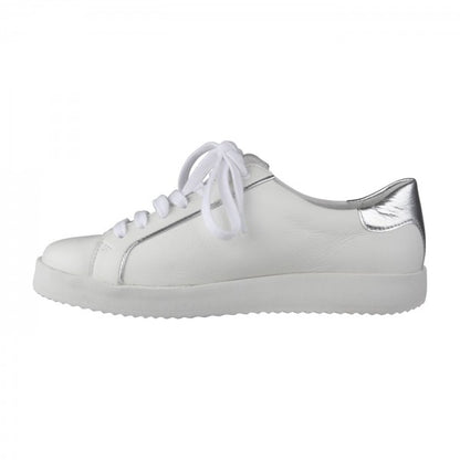 NENA Damen Sneaker – Weite H, Echtleder/Stretch, weiss/silber