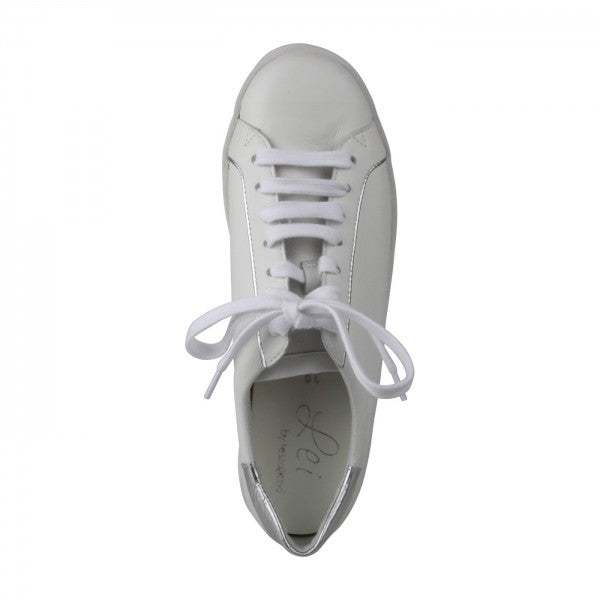 NENA Damen Sneaker – Weite H, Echtleder/Stretch, weiss/silber