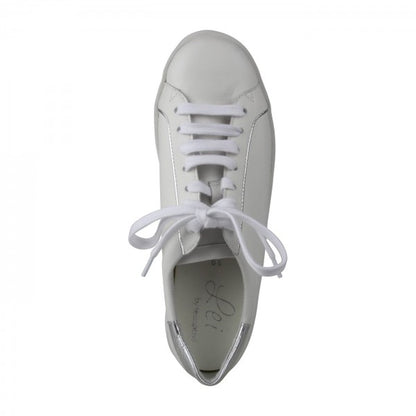 NENA Damen Sneaker – Weite H, Echtleder/Stretch, weiss/silber