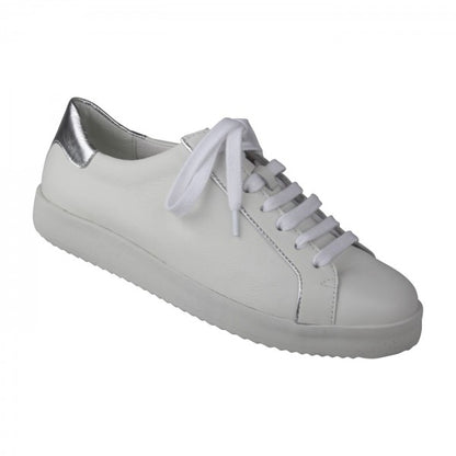 NENA Damen Sneaker – Weite H, Echtleder/Stretch, weiss/silber