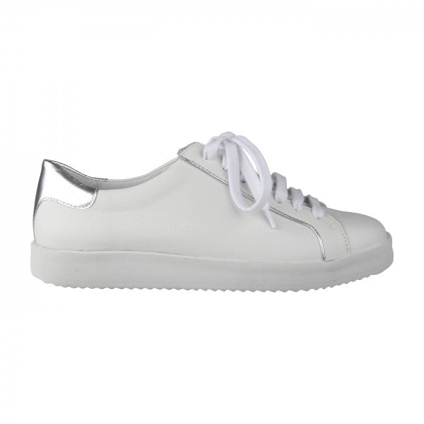 NENA Damen Sneaker – Weite H, Echtleder/Stretch, weiss/silber
