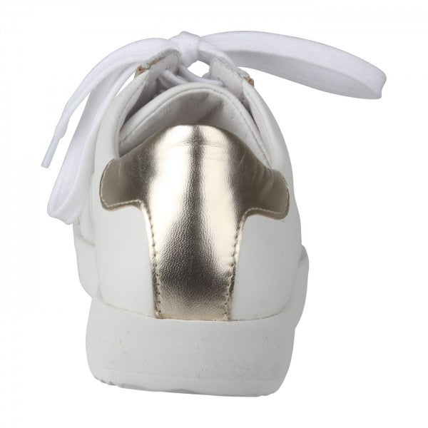 NENA Damen Sneaker – Weite H, Echtleder/Stretch, weiss/gold