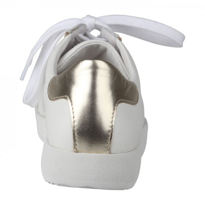 NENA Damen Sneaker – Weite H, Echtleder/Stretch, weiss/gold