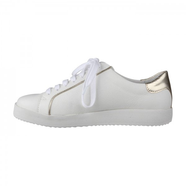NENA Damen Sneaker – Weite H, Echtleder/Stretch, weiss/gold
