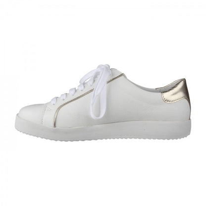 NENA Damen Sneaker – Weite H, Echtleder/Stretch, weiss/gold