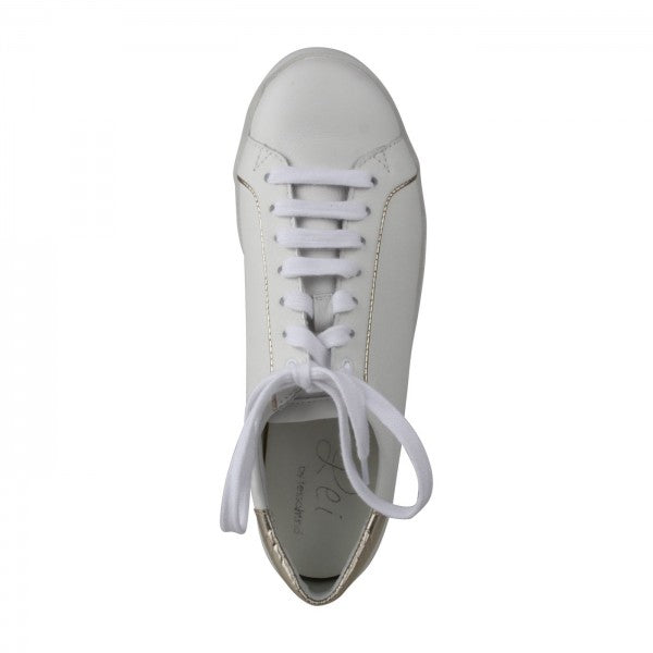 NENA Damen Sneaker – Weite H, Echtleder/Stretch, weiss/gold