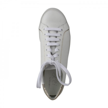 NENA Damen Sneaker – Weite H, Echtleder/Stretch, weiss/gold