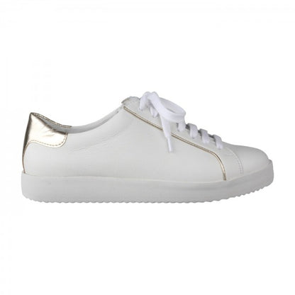NENA Damen Sneaker – Weite H, Echtleder/Stretch, weiss/gold