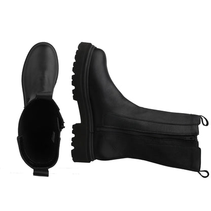 FINE Damen Stiefel – Weite H, Echtleder/Warmfutter, Schwarz