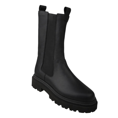 FINE Damen Stiefel – Weite H, Echtleder/Warmfutter, Schwarz