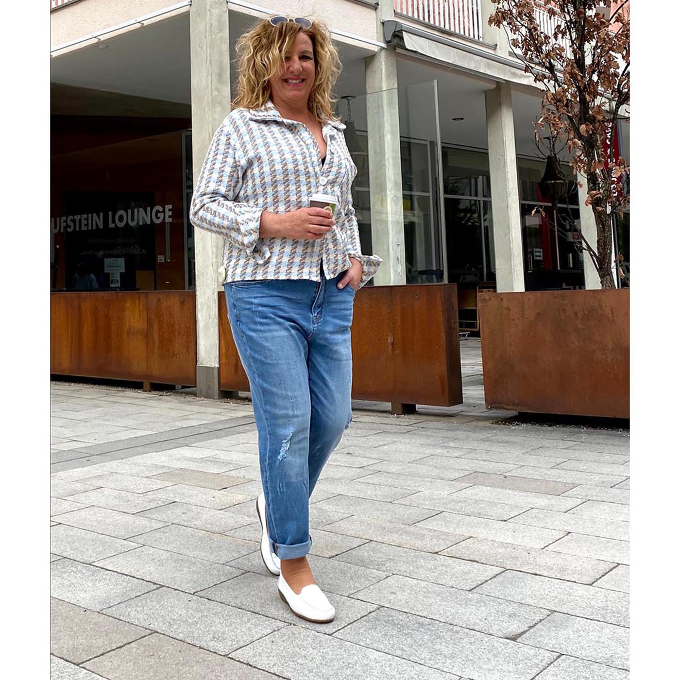 MARIE Damen Mokassin – Weite H, Hirschleder/Memolatex, Weiß