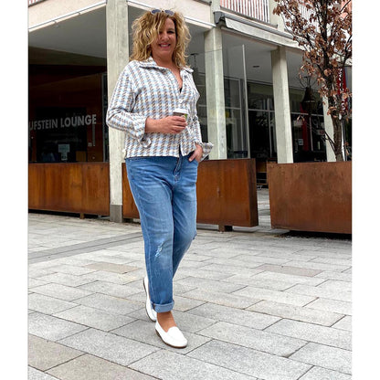 MARIE Damen Mokassin – Weite H, Hirschleder/Memolatex, Weiß