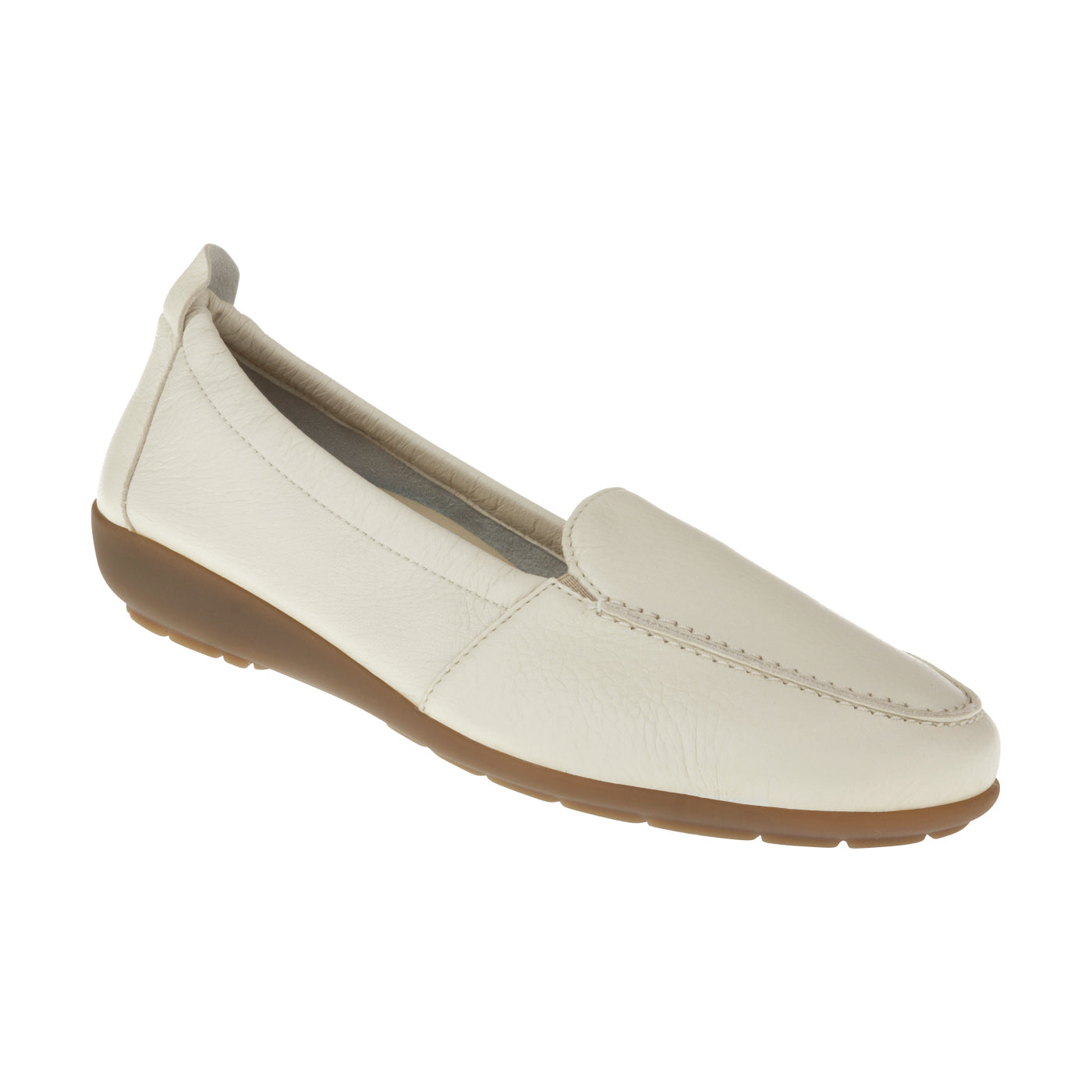 MARIE Damen Mokassin – Weite H, Hirschleder/Memolatex, Hellbeige