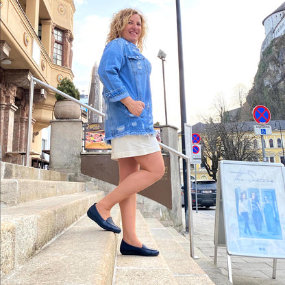 MARIE Damen Mokassin – Hirschleder, Weite H, weich, Dunkelblau