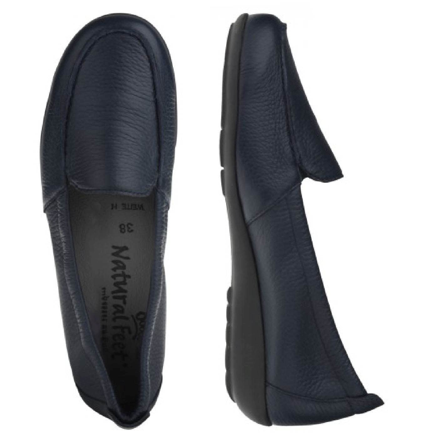 MARIE Damen Mokassin – Hirschleder, Weite H, weich, Dunkelblau