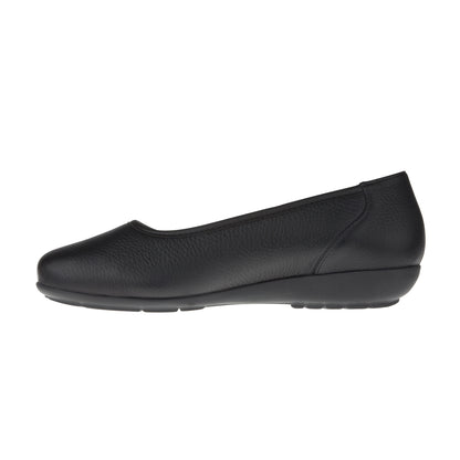 JOHANNA Damen Ballerina – Weite H, Hirschleder/Stretch, Schwarz
