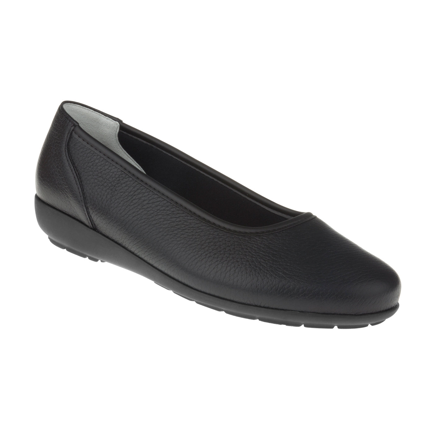 JOHANNA Damen Ballerina – Weite H, Hirschleder/Stretch, Schwarz