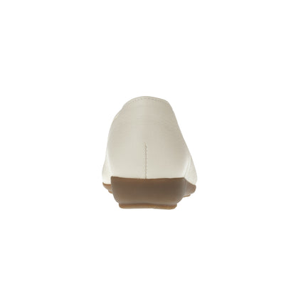 JOHANNA Damen Ballerina – Weite H, Hirschleder/Stretch, Hellbeige