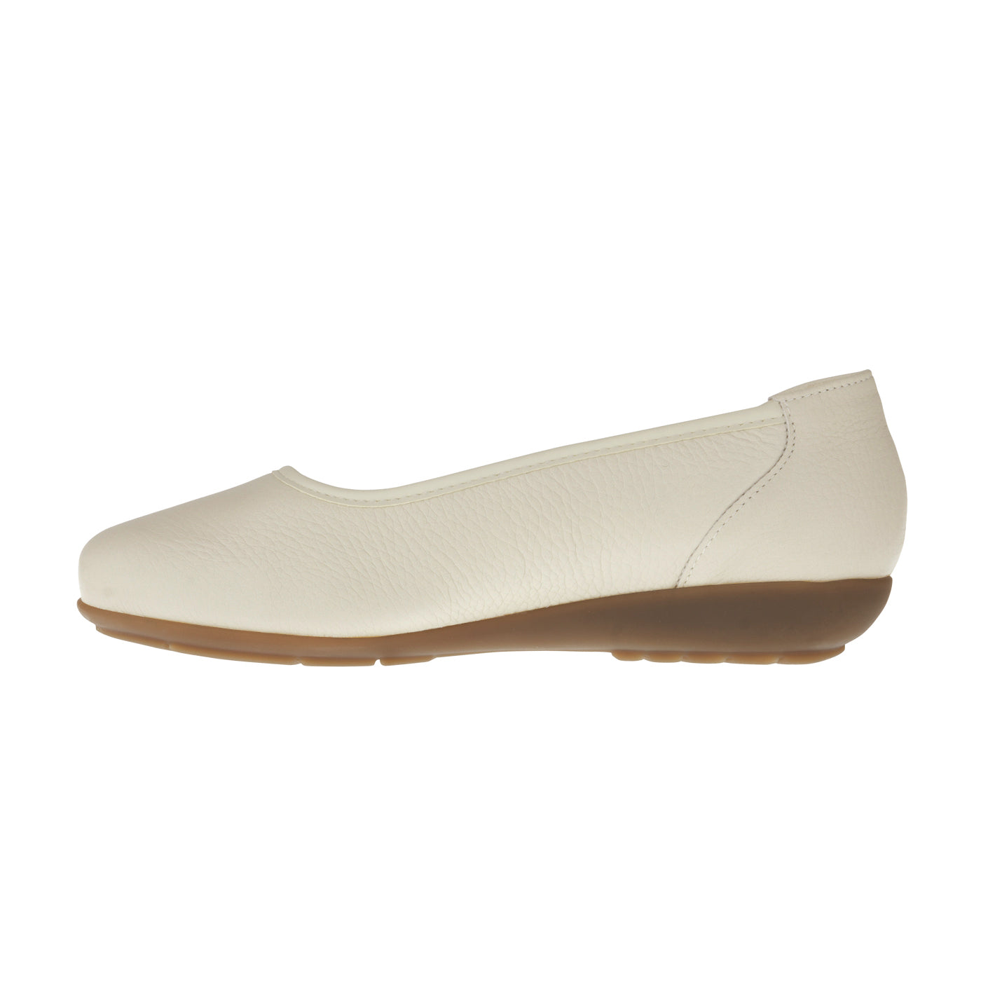 JOHANNA Damen Ballerina – Weite H, Hirschleder/Stretch, Hellbeige