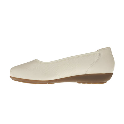 JOHANNA Damen Ballerina – Weite H, Hirschleder/Stretch, Hellbeige