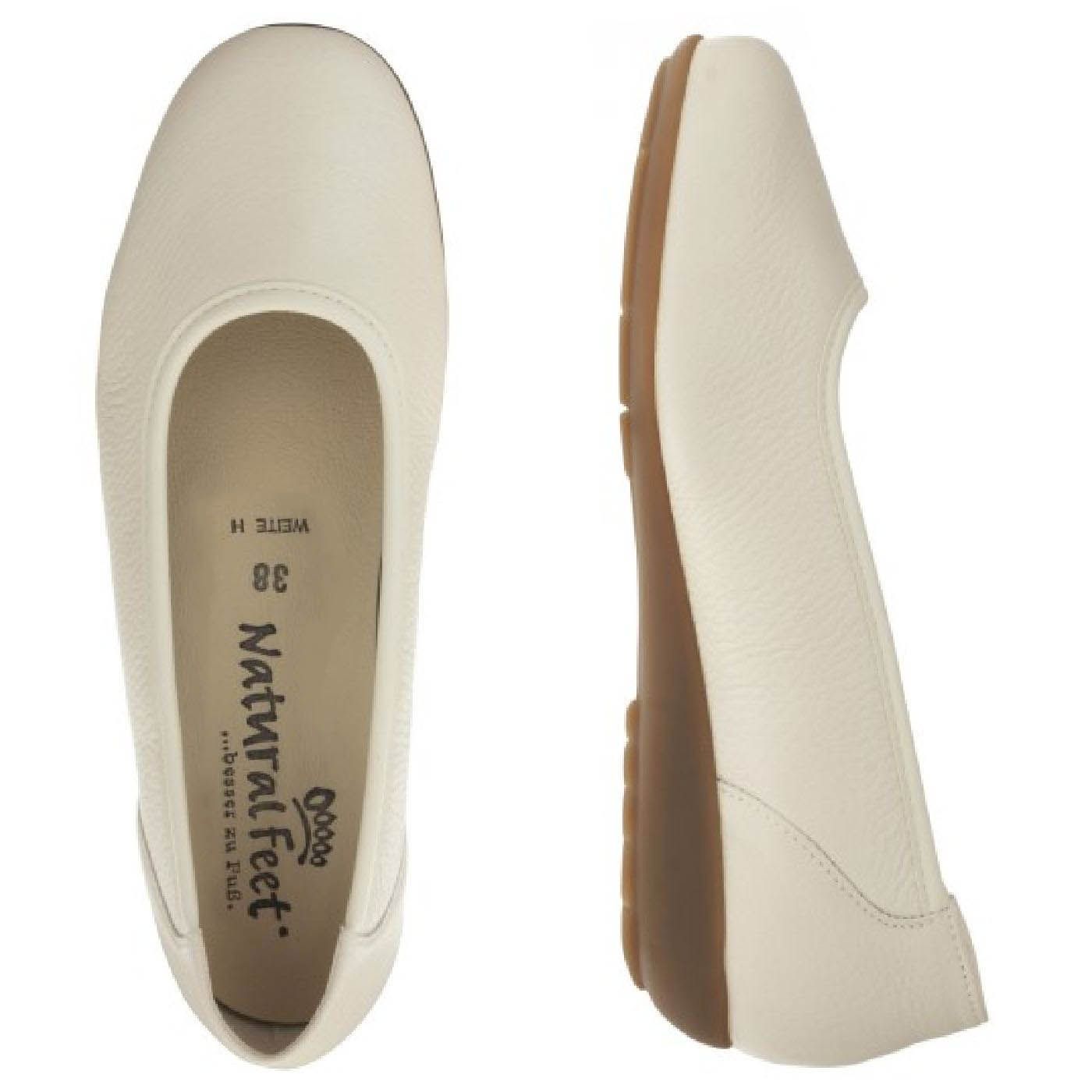 JOHANNA Damen Ballerina – Weite H, Hirschleder/Stretch, Hellbeige