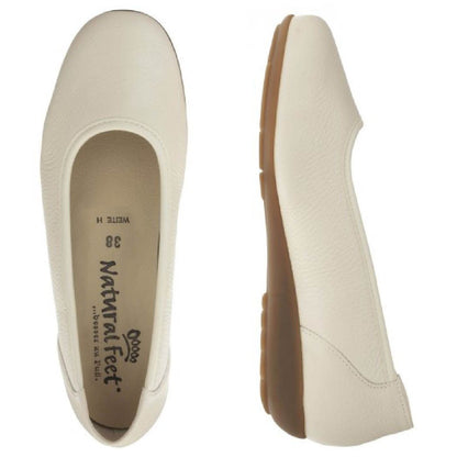 JOHANNA Damen Ballerina – Weite H, Hirschleder/Stretch, Hellbeige